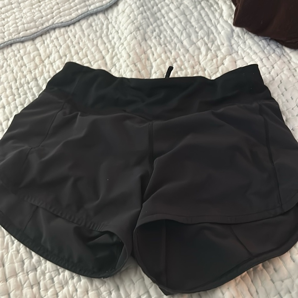 Black lululemon speed ups high rise shorts